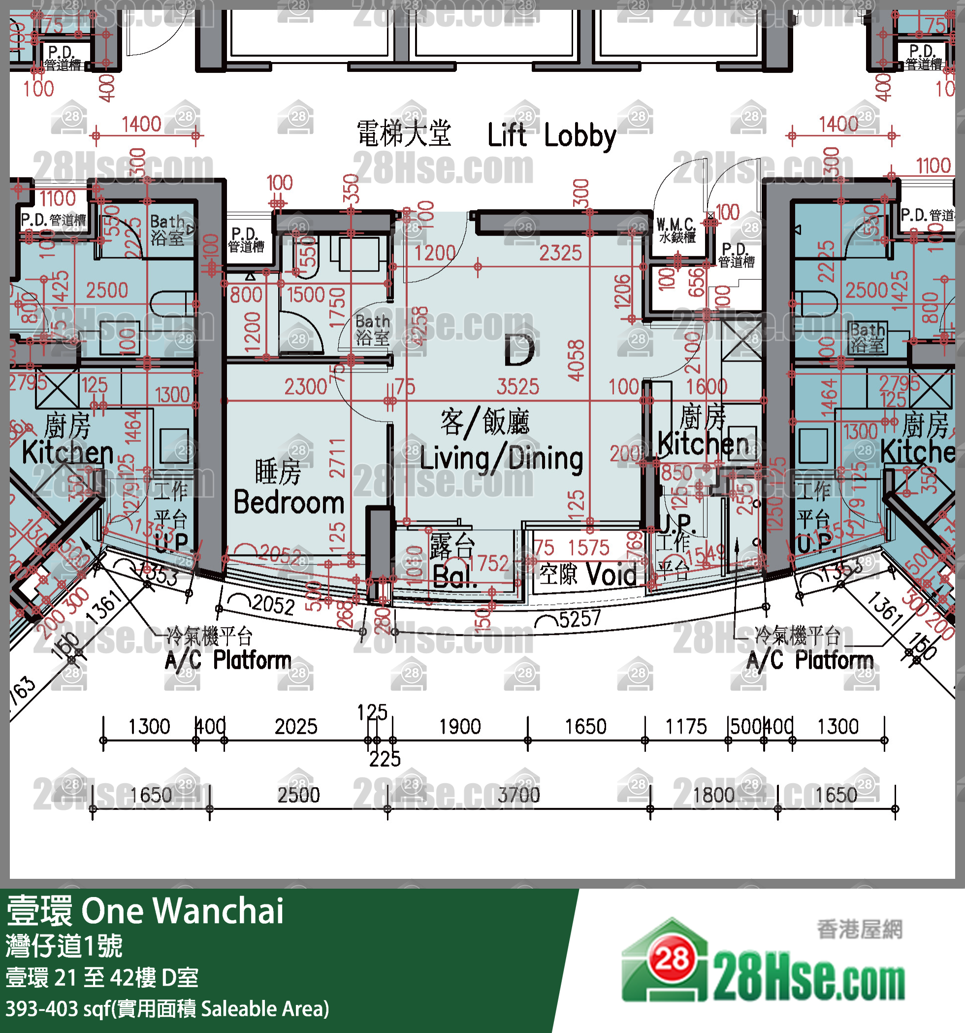 One Wanchai Unit FloorPlan (Provided by 28Hse)
