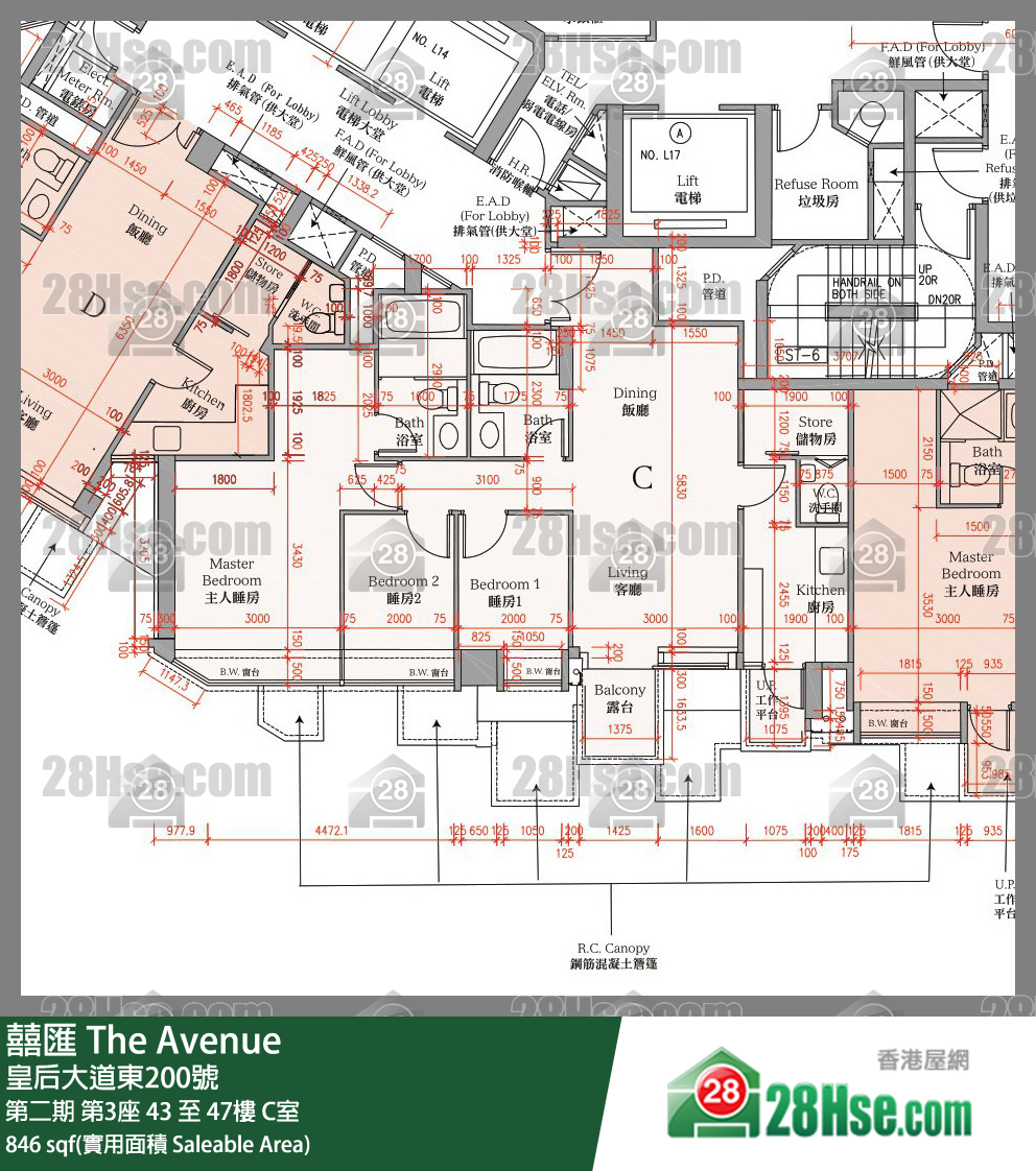囍滙 第二期第3座46樓 C室 平面圖