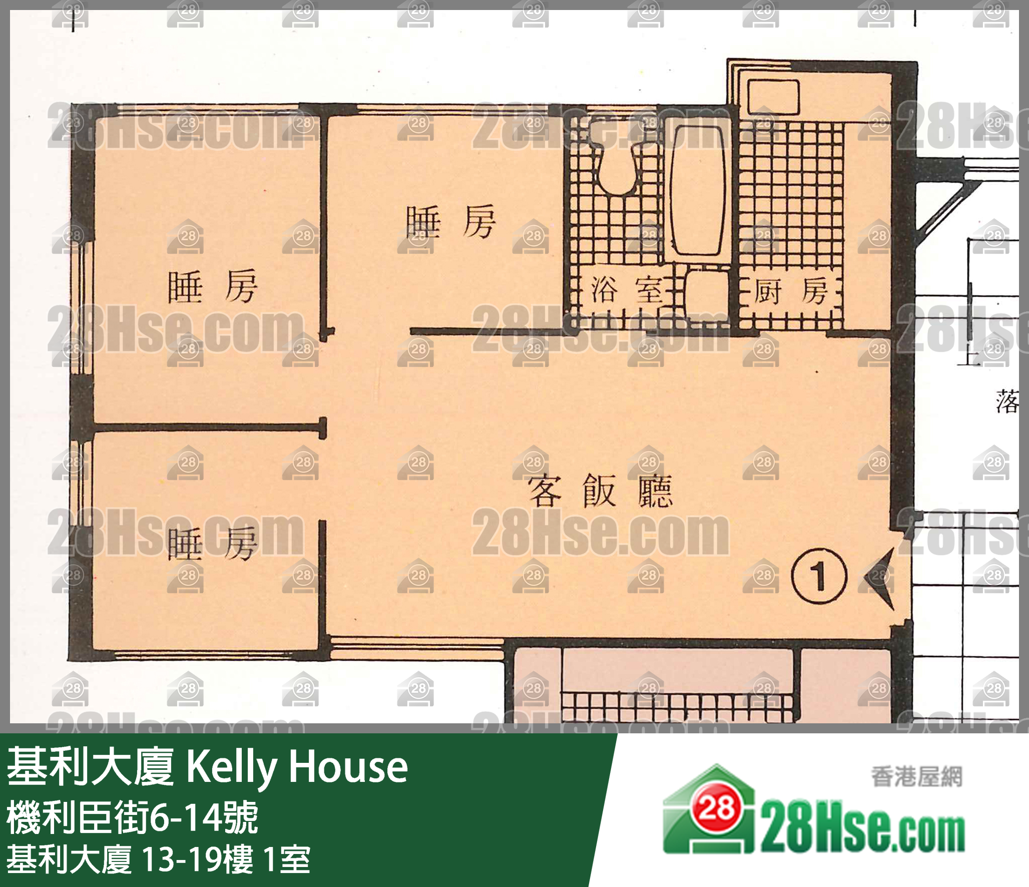 基利大厦 基利大厦15楼 1室 平面图