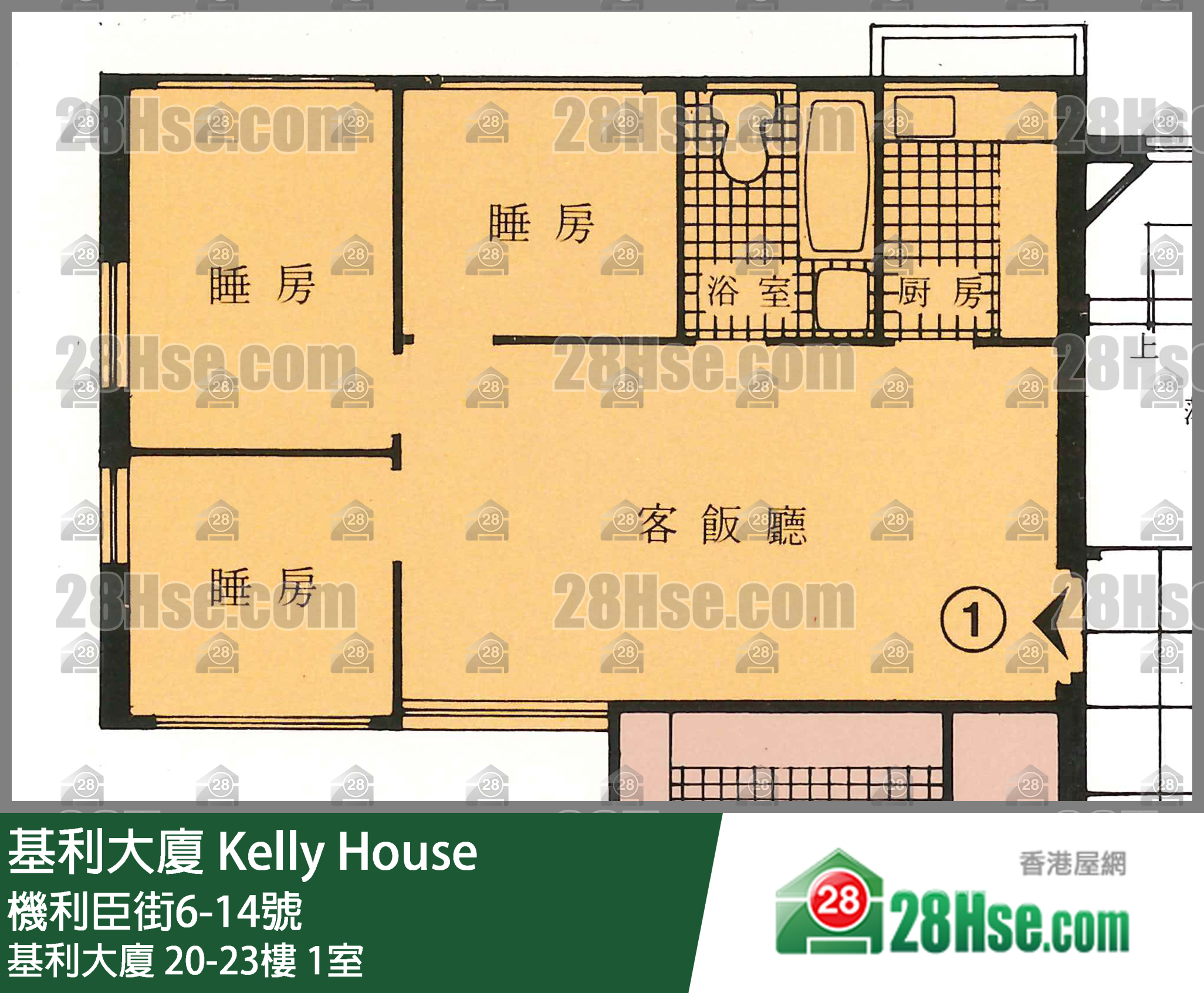 基利大厦 基利大厦21楼 1室 平面图