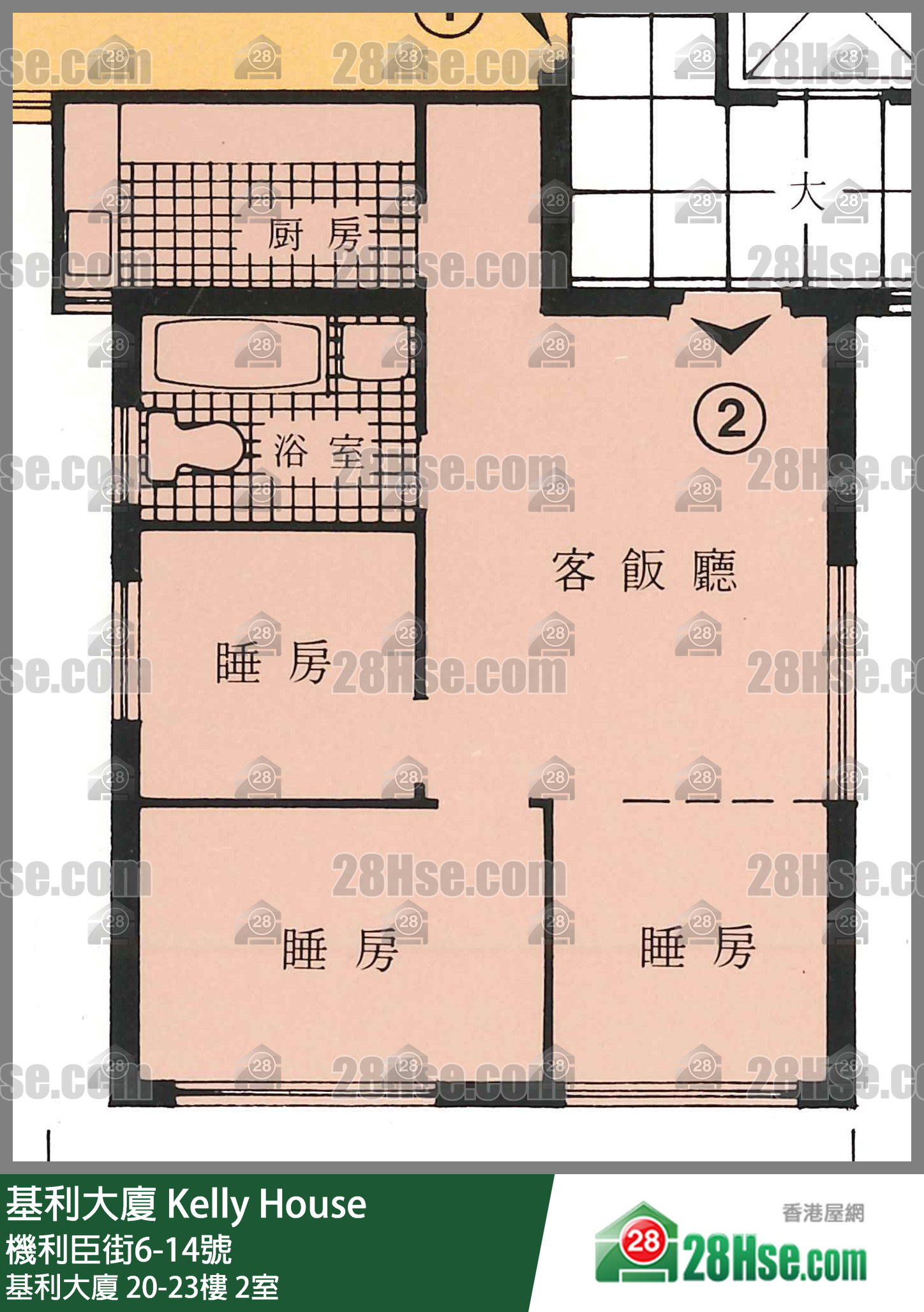 基利大厦 基利大厦22楼 2室 平面图