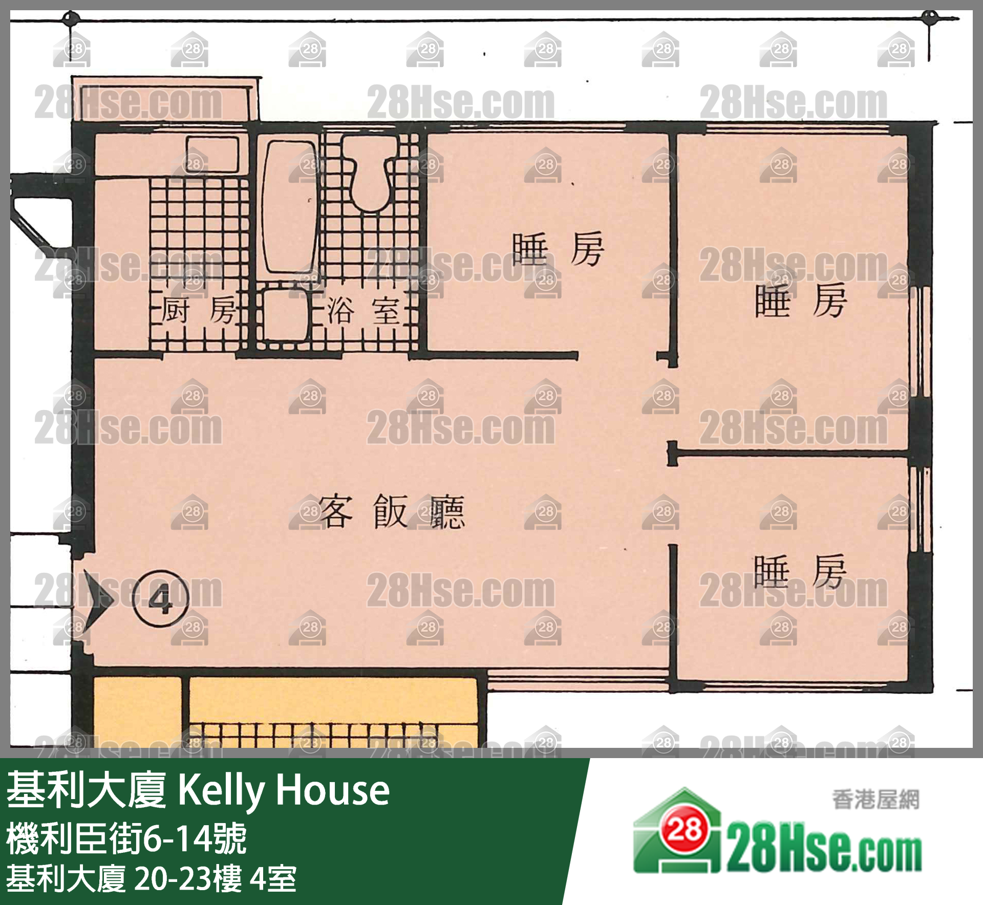 基利大厦 基利大厦23楼 4室 平面图