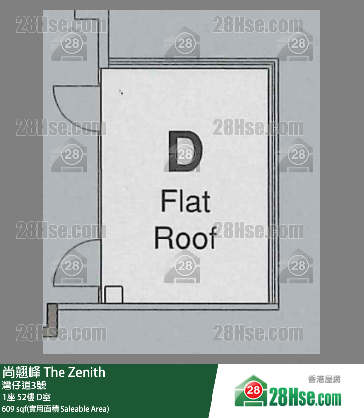 尚翹峰 1座 52樓 D室 平面圖