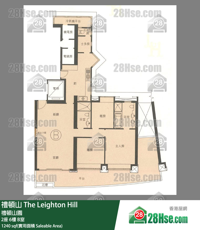 禮頓山 2座6樓 B室 平面圖