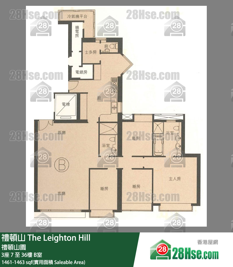 禮頓山 3座 7樓 B室 平面圖