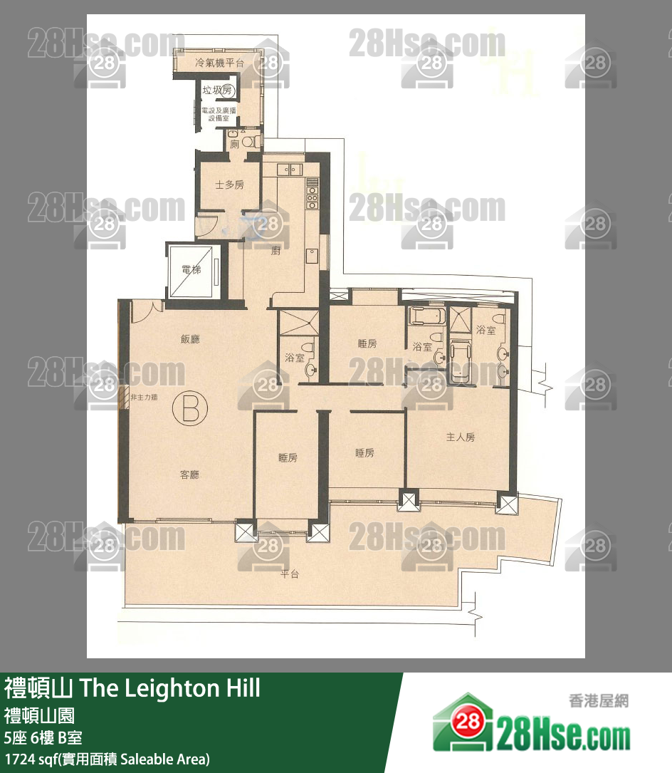 禮頓山 5座6樓 B室 平面圖