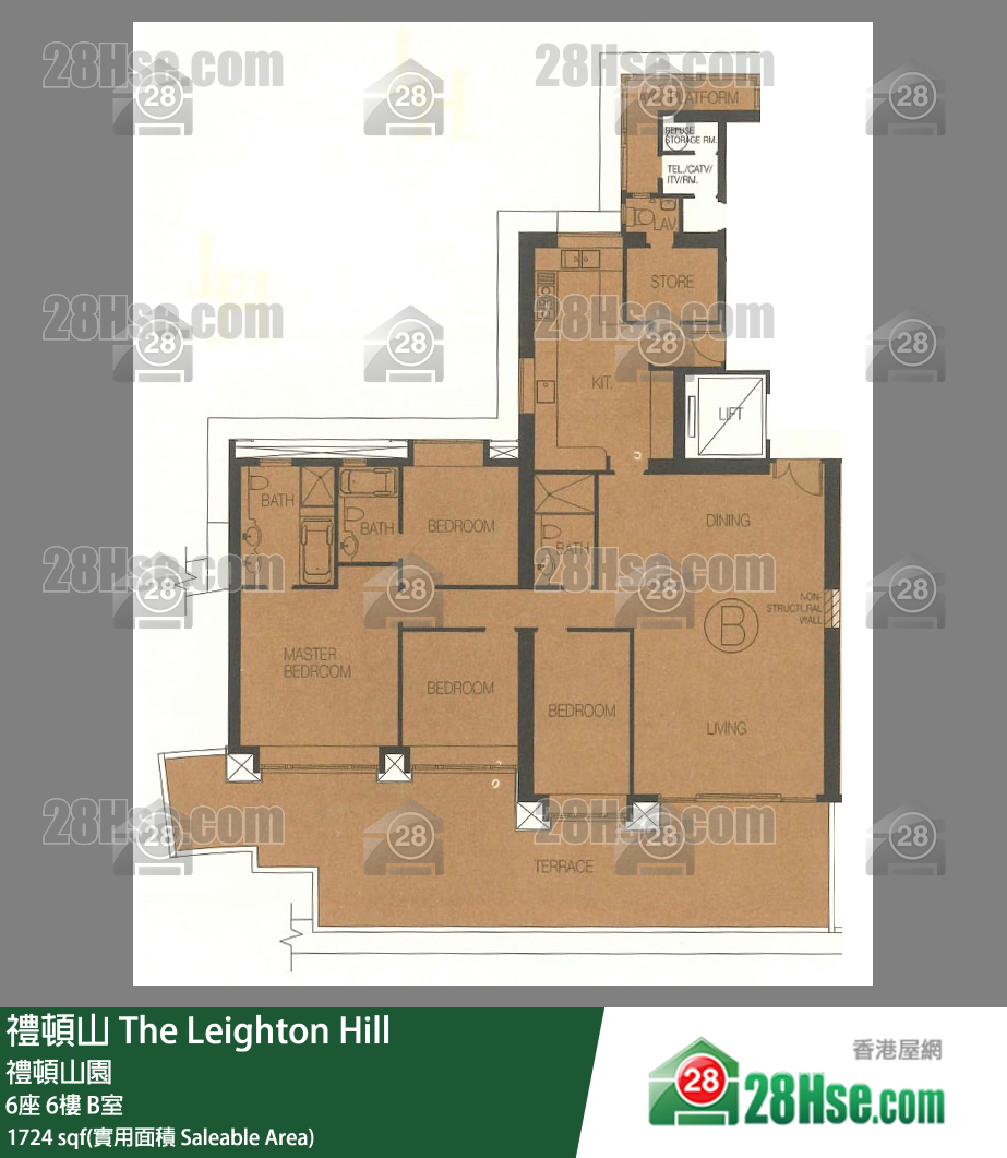 禮頓山 6座 6樓 B室 平面圖