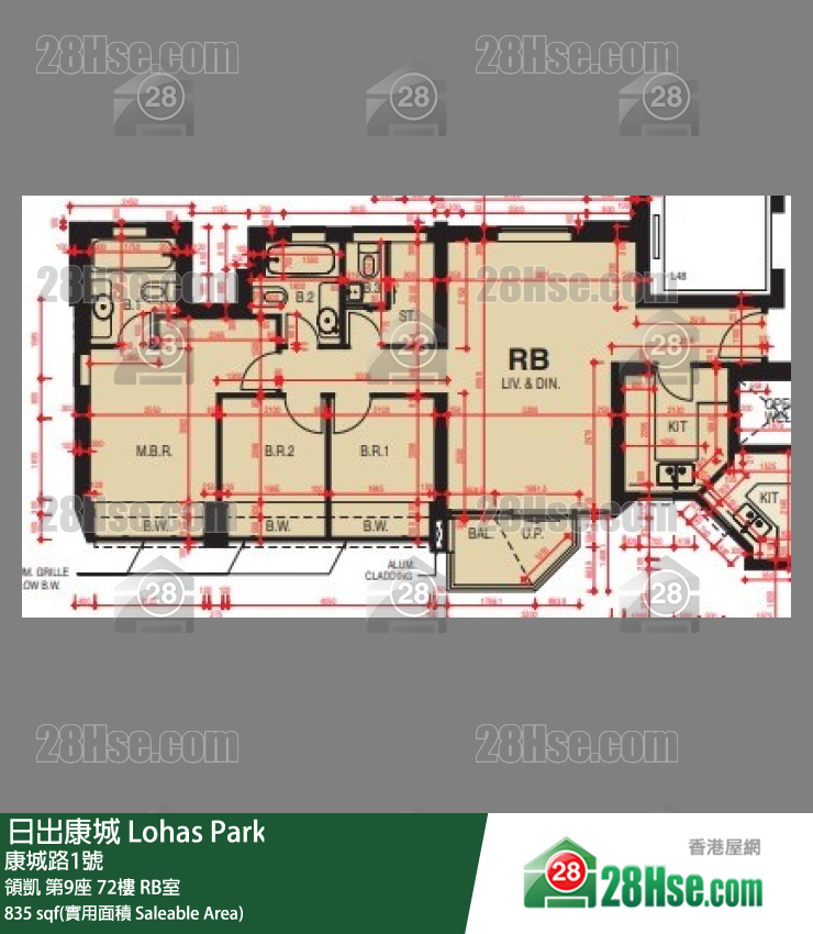 領凱 第9座72樓 RB室 平面圖
