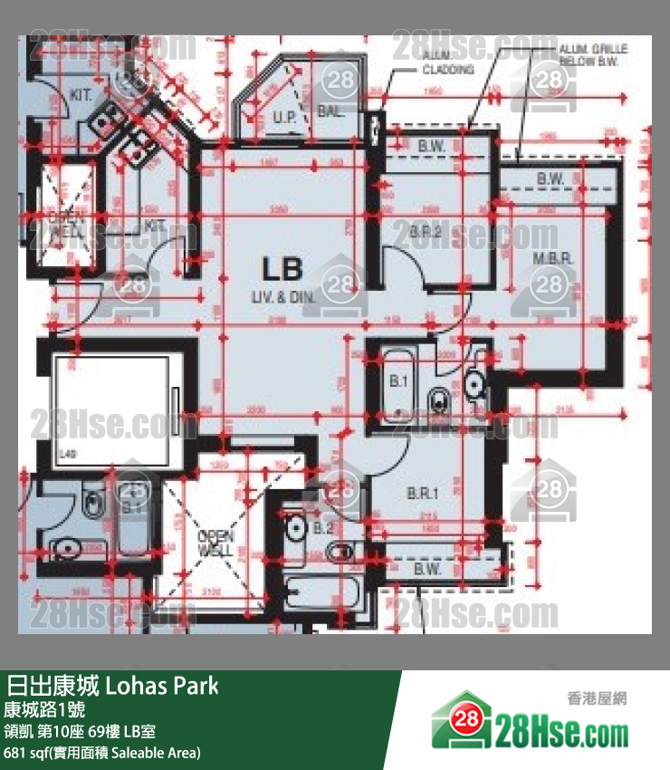 領凱 第10座69樓 LB室 平面圖