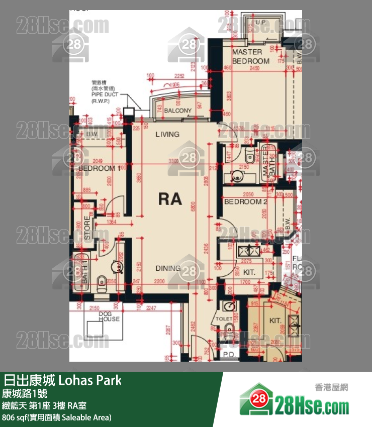 緻藍天 第1座3樓 RA室 平面圖