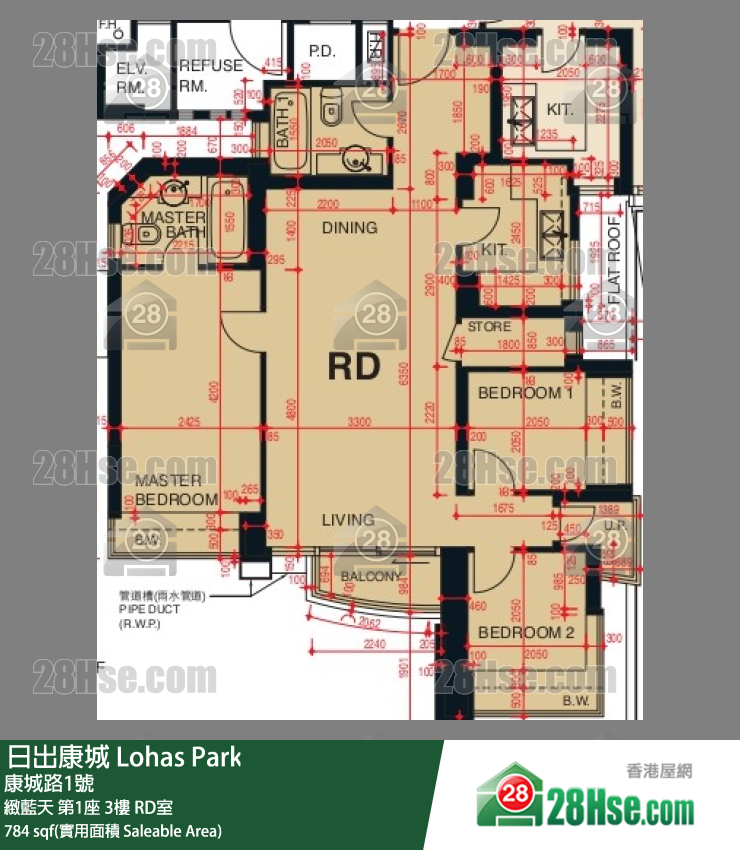 緻藍天 第1座3樓 RD室 平面圖