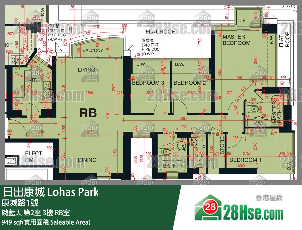 緻藍天 第2座3樓 RB室 平面圖