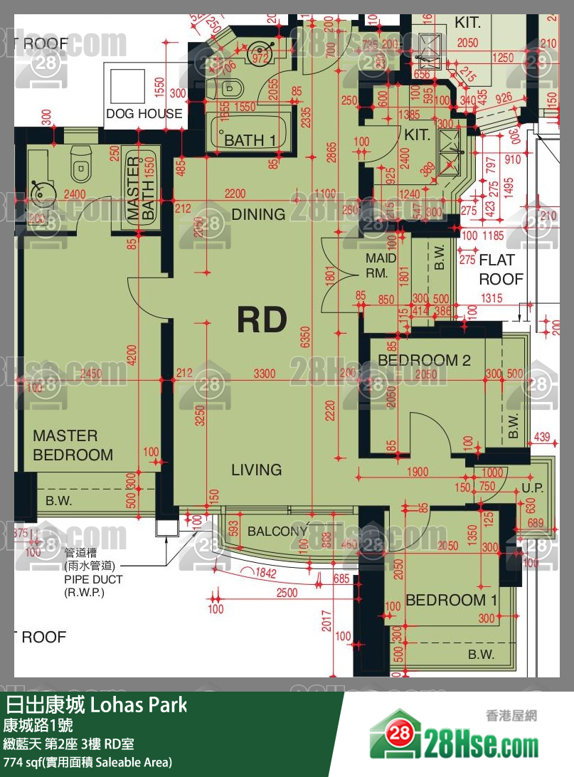 緻藍天 第2座3樓 RD室 平面圖