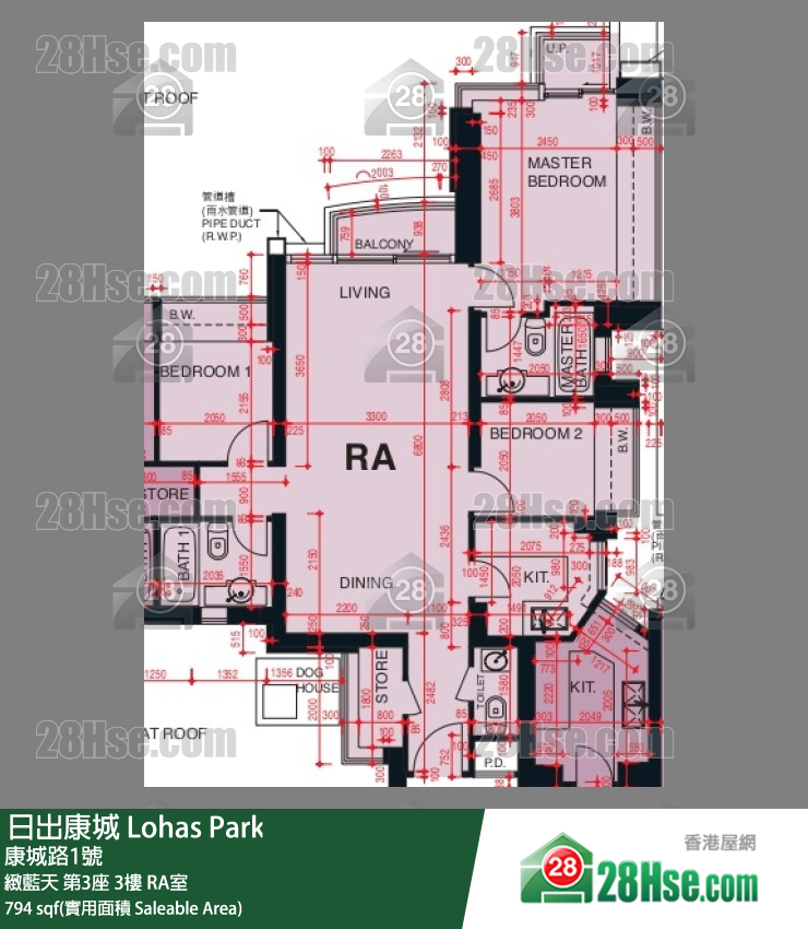緻藍天 第3座3樓 RA室 平面圖