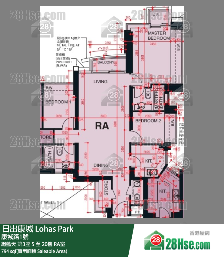 緻藍天 第3座19樓 RA室 平面圖