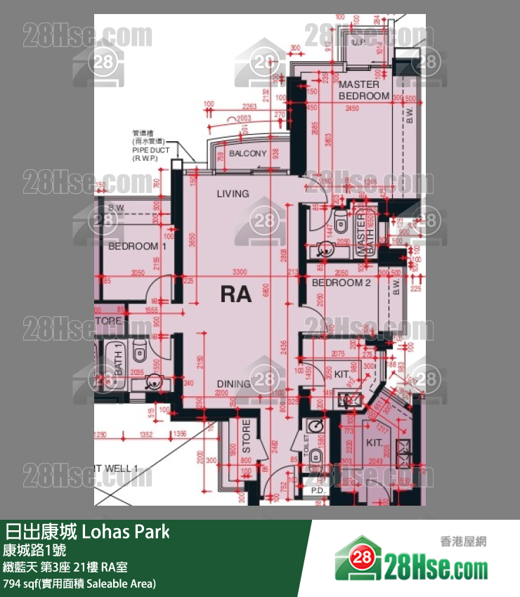緻藍天 第3座21樓 RA室 平面圖
