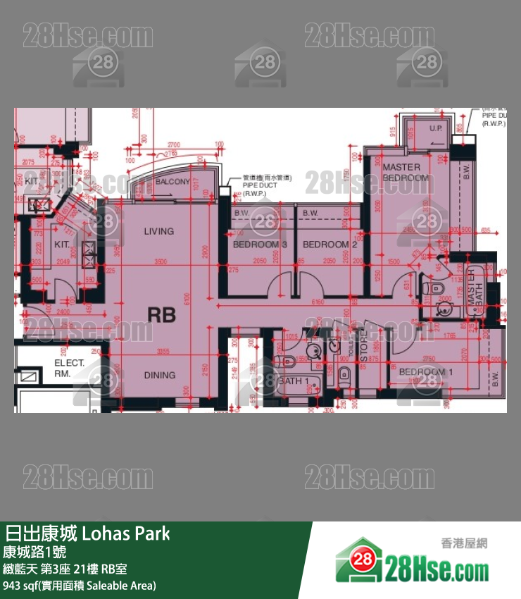 緻藍天 第3座21樓 RB室 平面圖