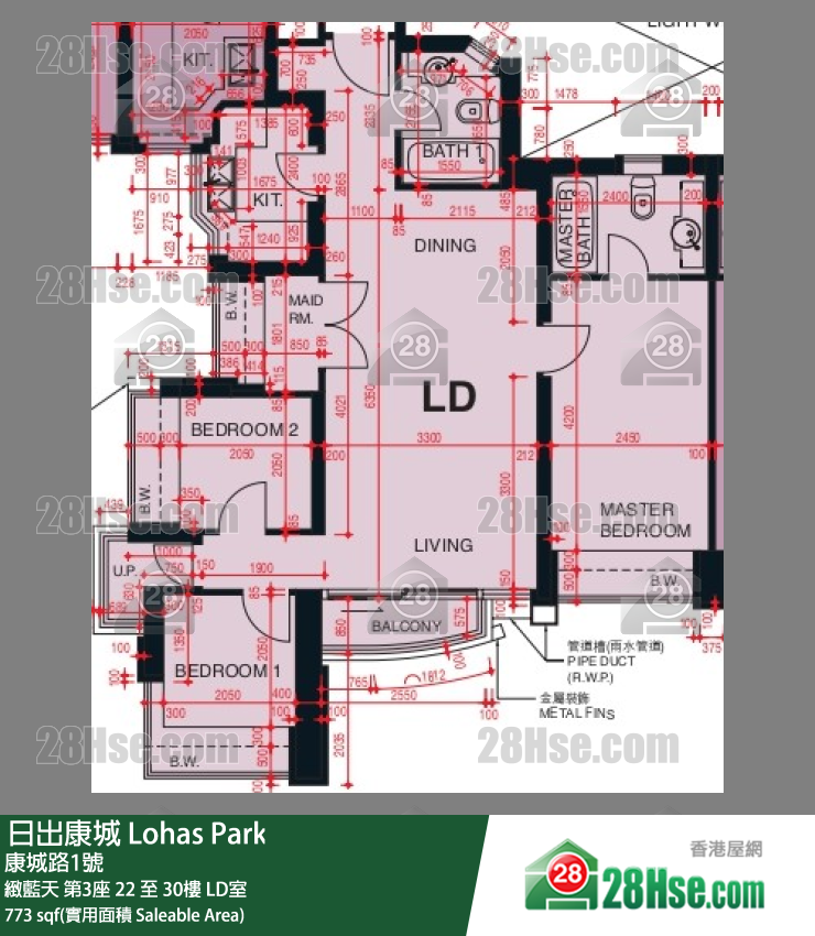 緻藍天 第3座22樓 LD室 平面圖