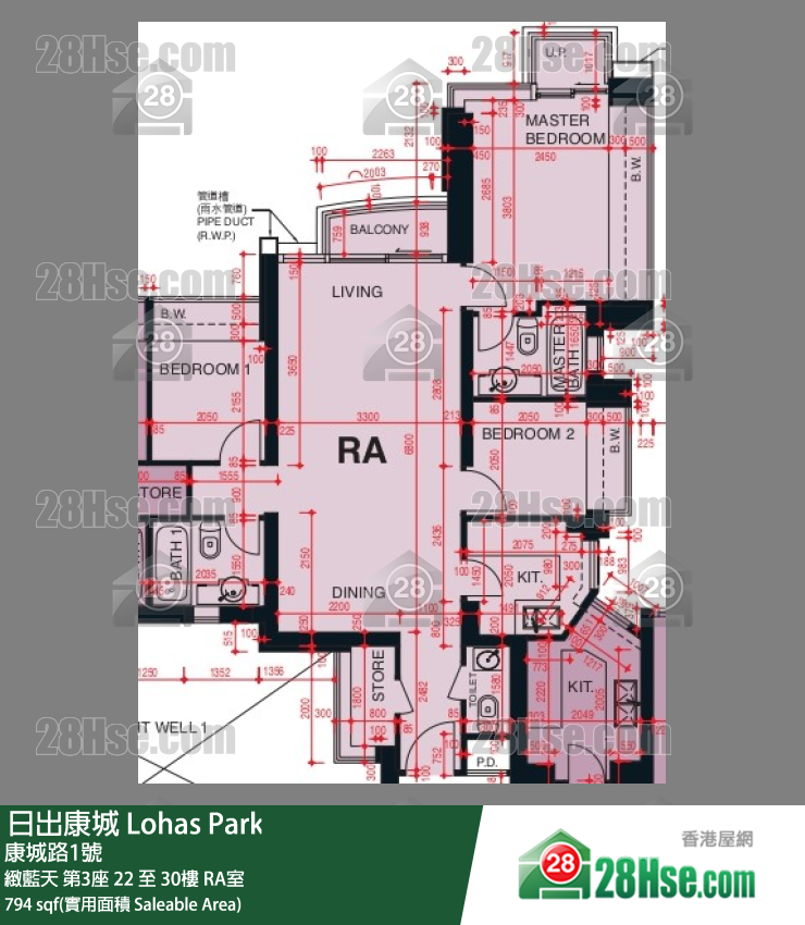 緻藍天 第3座22樓 RA室 平面圖