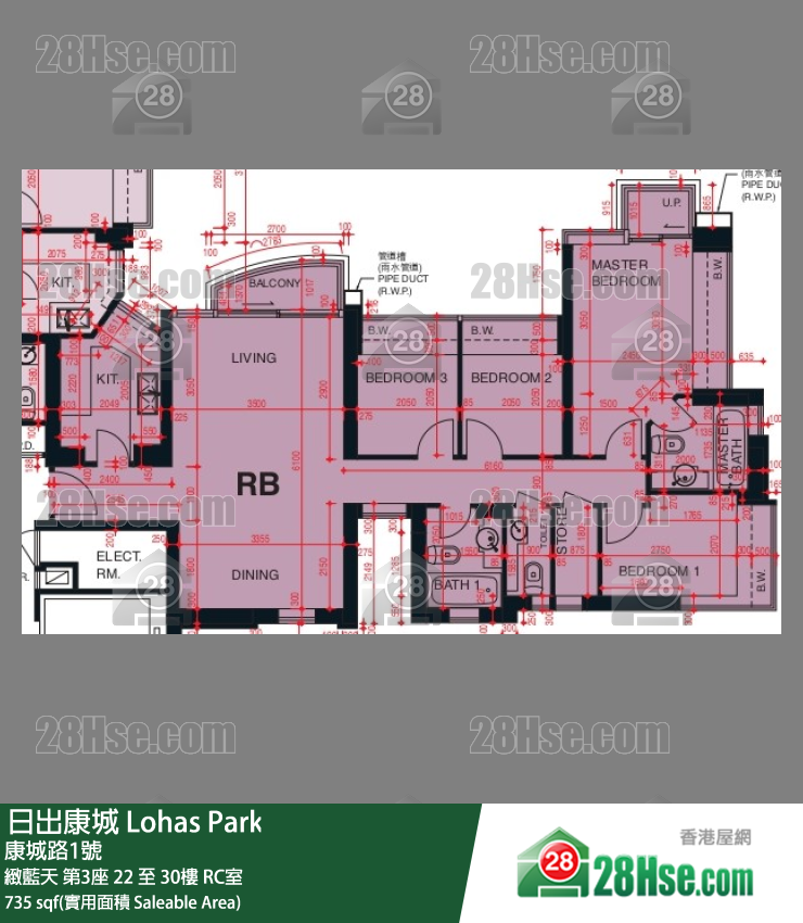 緻藍天 第3座28樓 RC室 平面圖