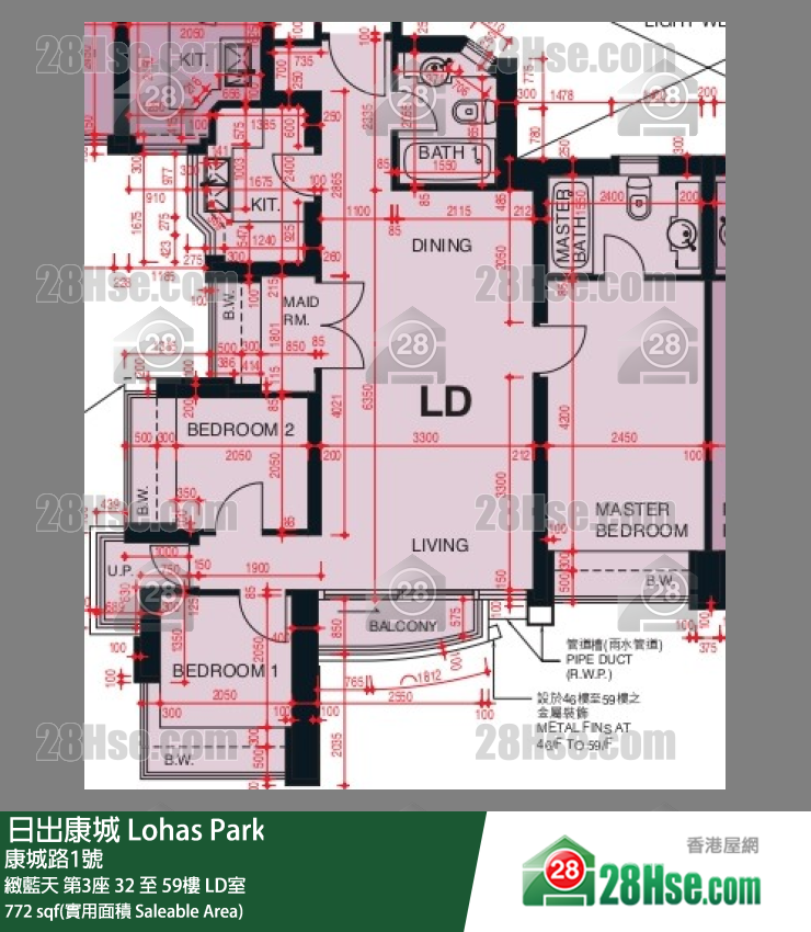 緻藍天 第3座52樓 LD室 平面圖