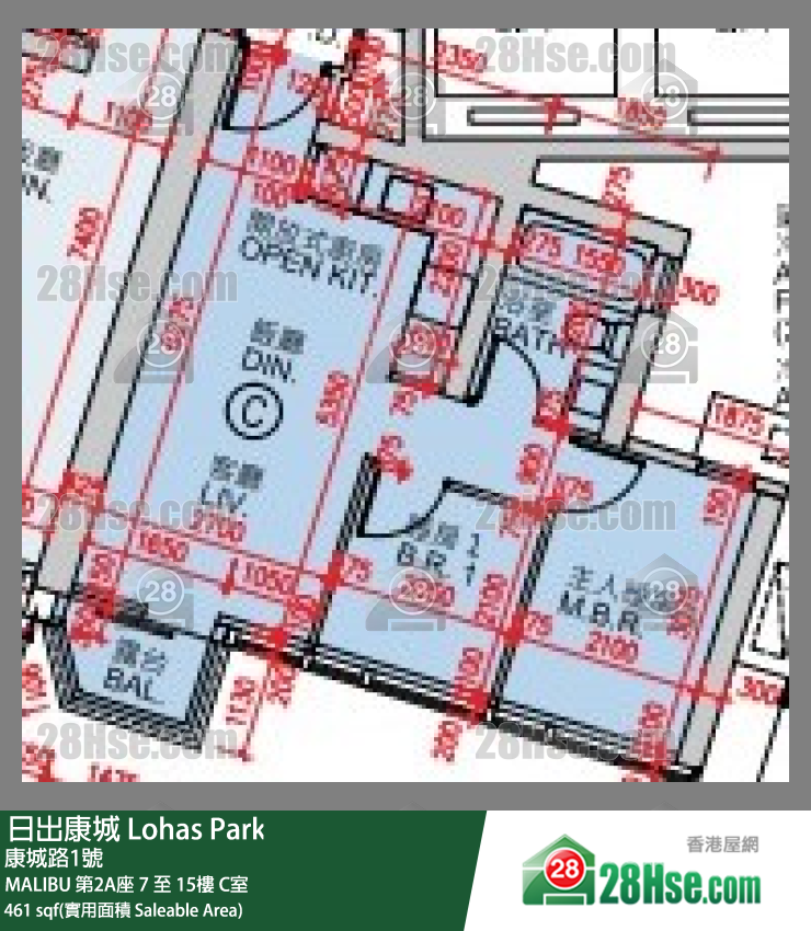 MALIBU MALIBU 第2A座 8楼 C室 平面图