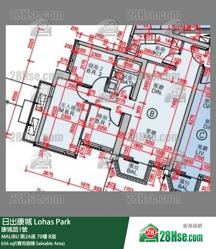 MALIBU MALIBU 第2A座 70楼 B室 平面图