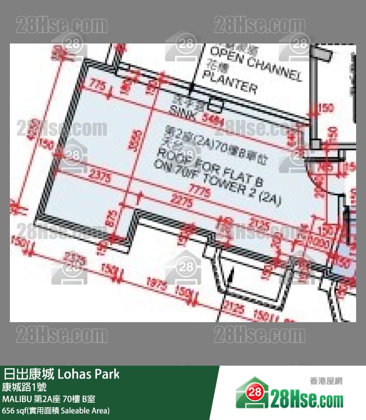 MALIBU MALIBU 第2A座 70楼 B室 平面图