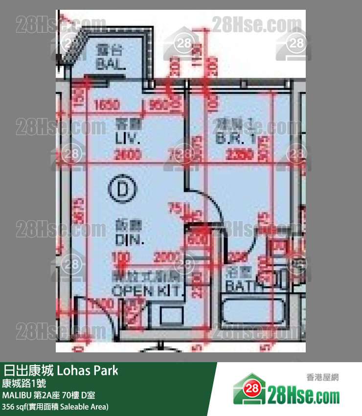 MALIBU MALIBU 第2A座 70楼 D室 平面图