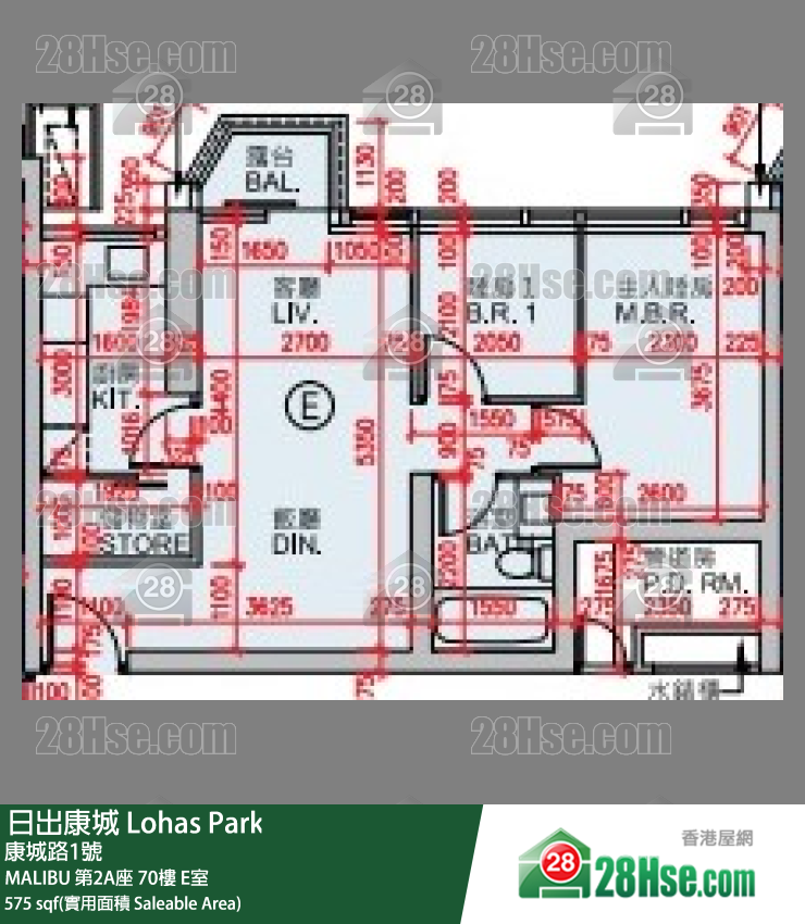 MALIBU MALIBU 第2A座 70楼 E室 平面图