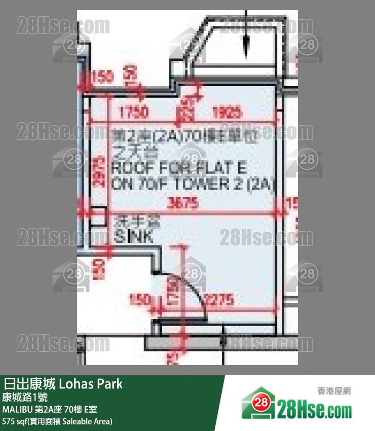 MALIBU MALIBU 第2A座 70楼 E室 平面图