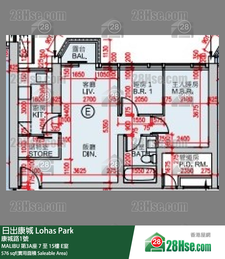 MALIBU MALIBU 第3A座 15楼 E室 平面图