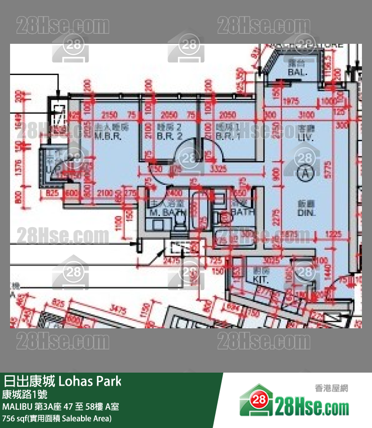 MALIBU MALIBU 第3A座 55樓 A室 平面圖