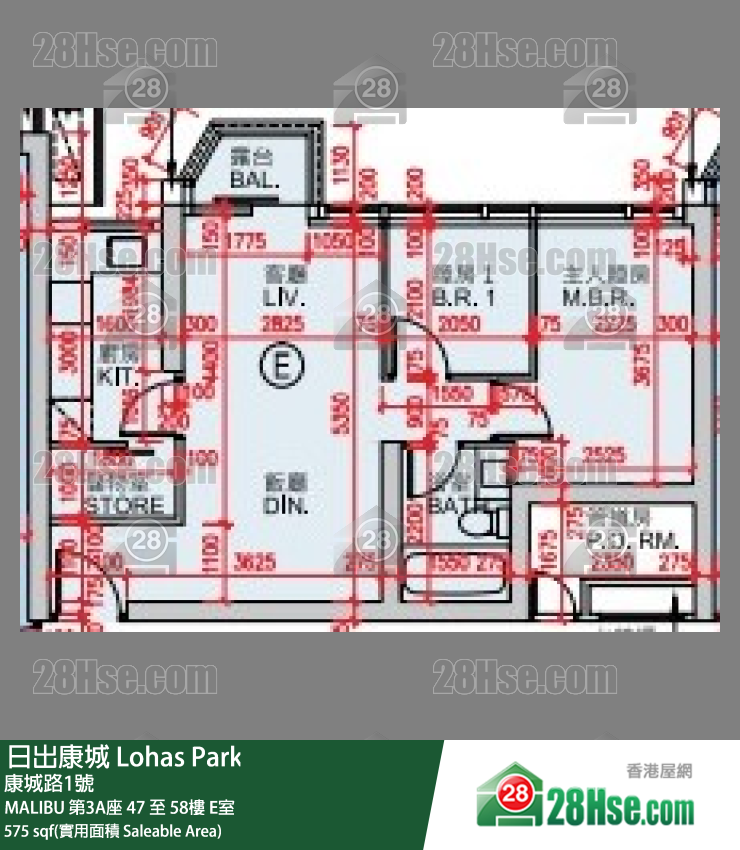 MALIBU MALIBU 第3A座 57樓 E室 平面圖