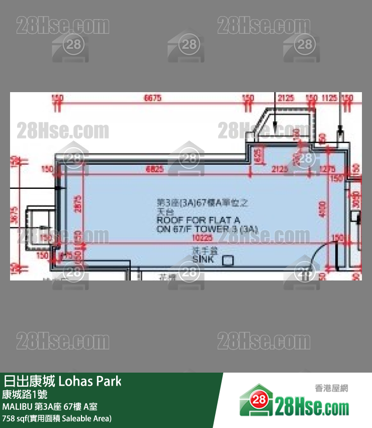 MALIBU MALIBU 第3A座 67楼 A室 平面图