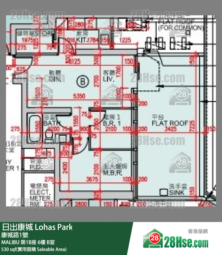MALIBU 第1B座6楼 B室 平面图