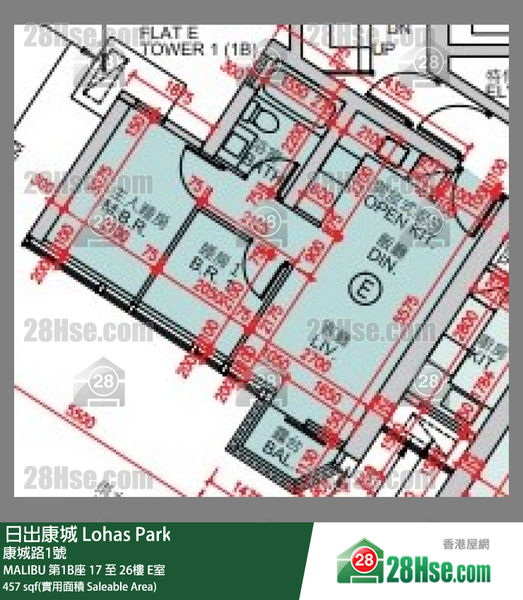 MALIBU MALIBU 第1B座 17楼 E室 平面图