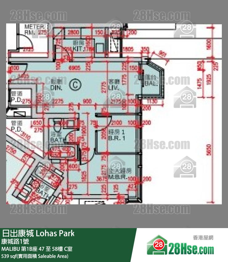 MALIBU MALIBU 第1B座 48楼 C室 平面图