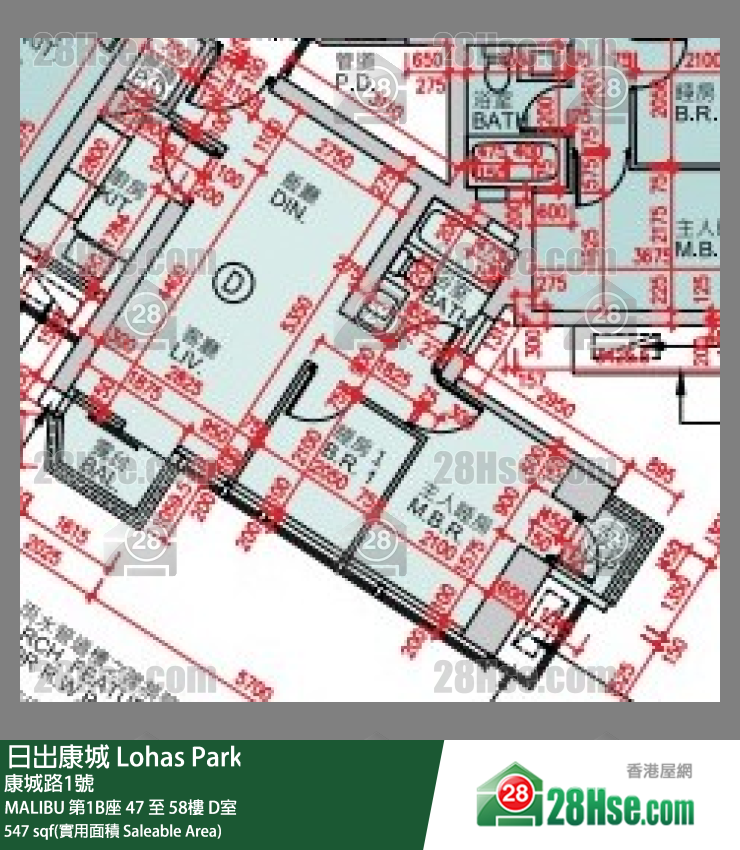 MALIBU MALIBU 第1B座 58楼 D室 平面图