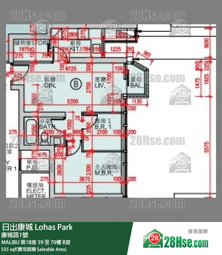 MALIBU MALIBU 第1B座 60楼 B室 平面图