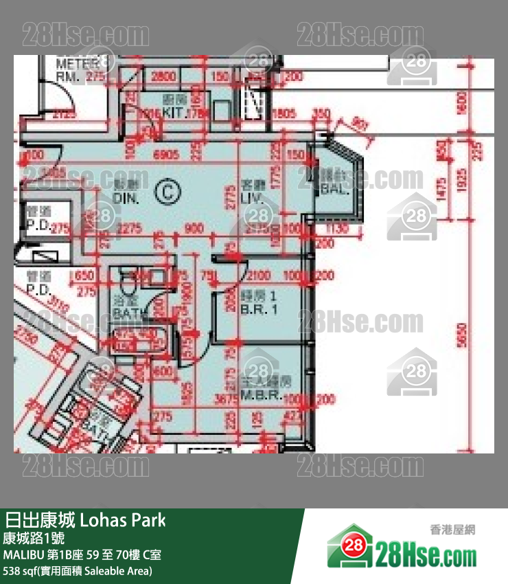 MALIBU MALIBU 第1B座 60楼 C室 平面图