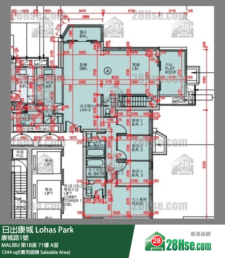 MALIBU MALIBU 第1B座 71楼 A室 平面图