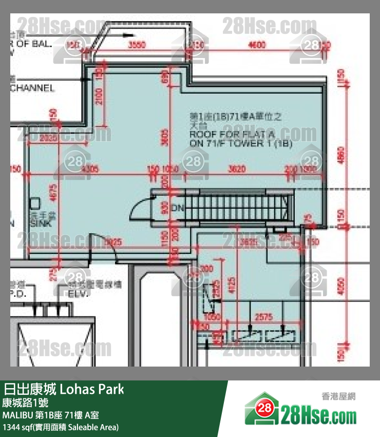 MALIBU MALIBU 第1B座 71楼 A室 平面图