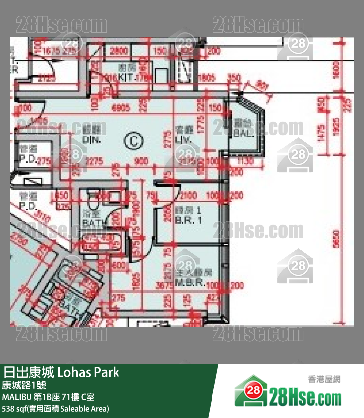 MALIBU MALIBU 第1B座 71楼 C室 平面图