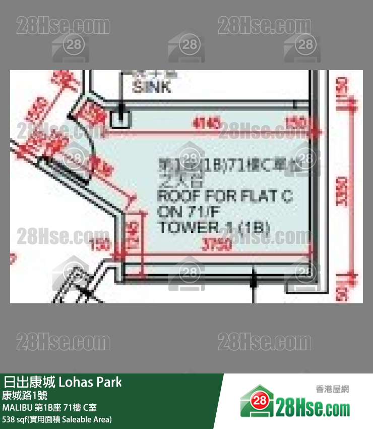 MALIBU MALIBU 第1B座 71楼 C室 平面图