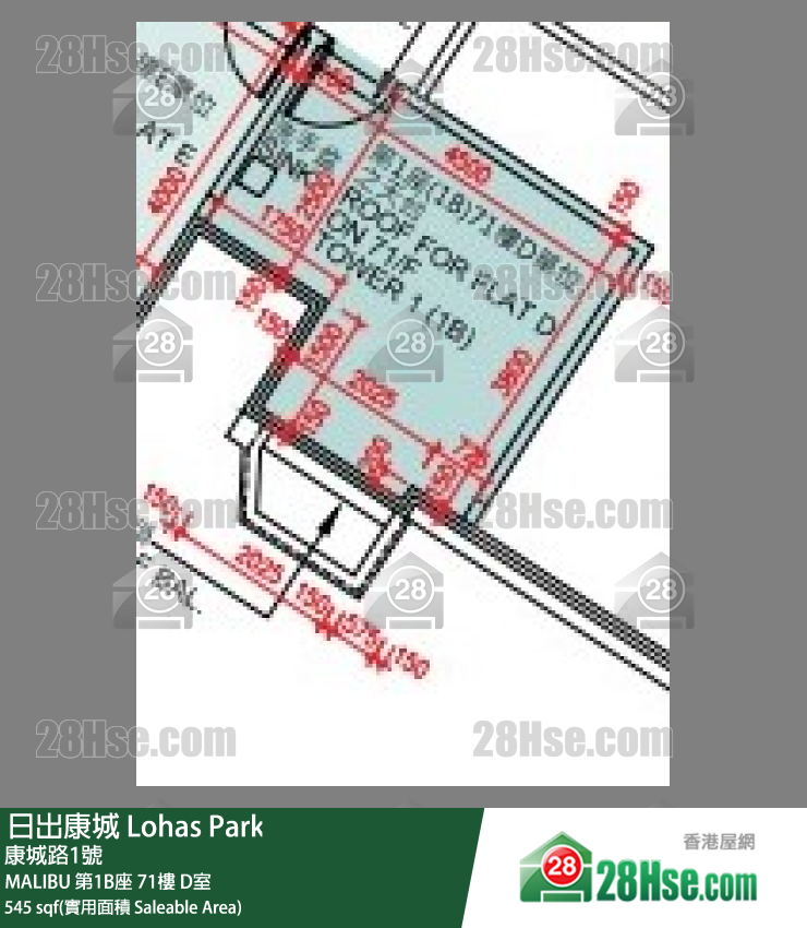 MALIBU MALIBU 第1B座 71楼 D室 平面图