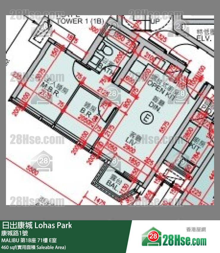 MALIBU MALIBU 第1B座 71楼 E室 平面图