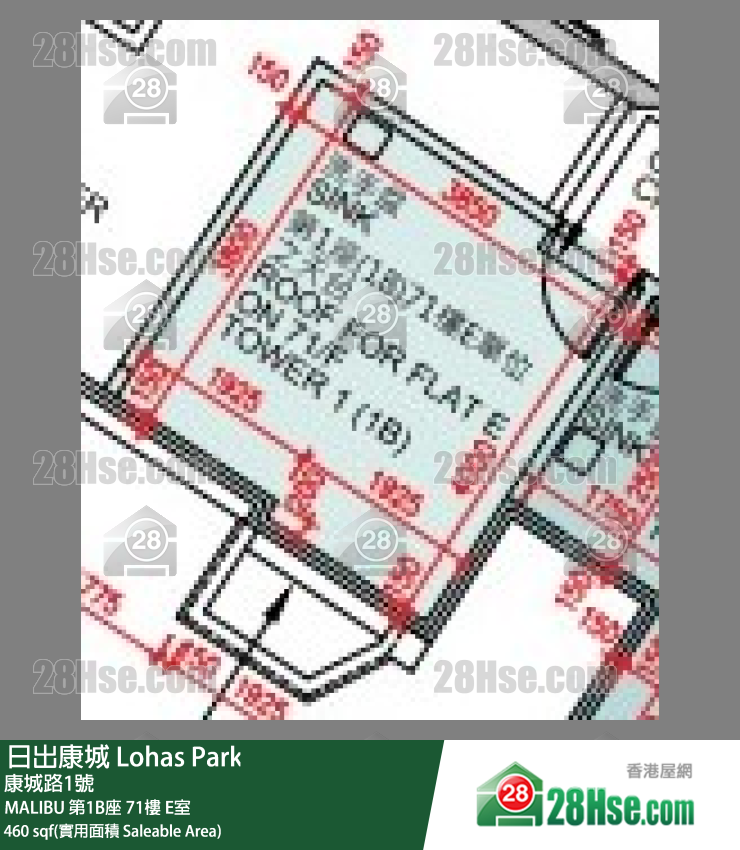 MALIBU MALIBU 第1B座 71楼 E室 平面图