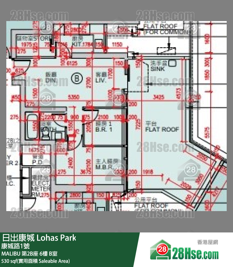 MALIBU 第2B座6楼 B室 平面图