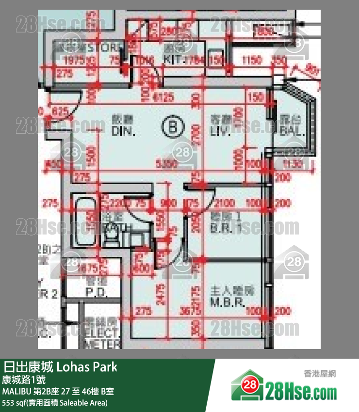 MALIBU MALIBU 第2B座 38楼 B室 平面图